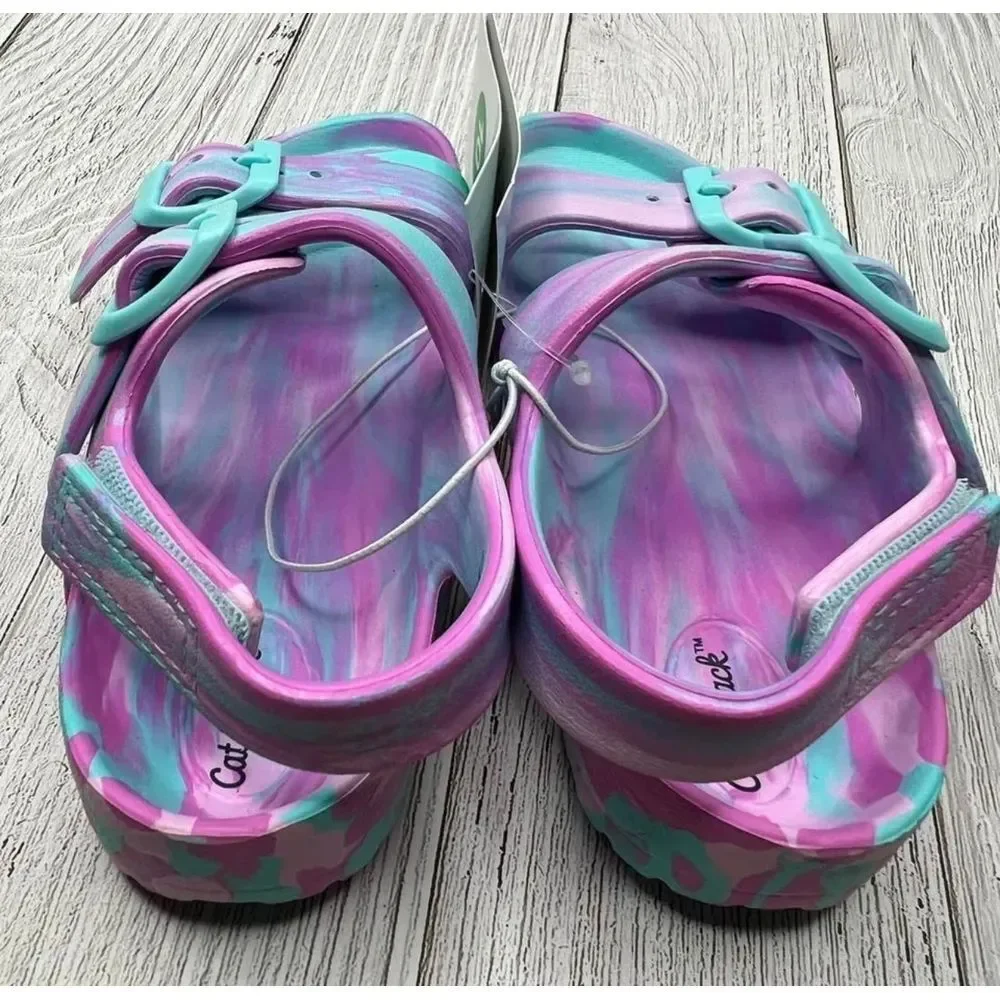 Little Girls‎ Sandals Size 10 Blue Purple Summer Buckle Shoes Waterproof